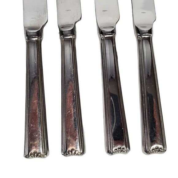 Retronue Carlton Hollow Knife Stainless Flatware Set of 4 Silvertone - Picture 1 of 5